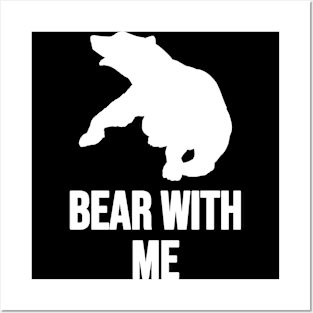 Bear With Me Fighting Bear With A Green White Forest Tree Fill Posters and Art